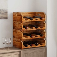 Wine Racks 4 pcs for 16 Bottles Solid Mahogany Wood vidaXL