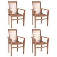 Stacking Dining Chairs 4 pcs Solid Teak vidaXL