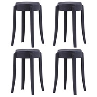 Stackable Stools 4 pcs Black Plastic vidaXL