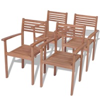 Stackable Garden Chairs 4 pcs Solid Teak Wood vidaXL
