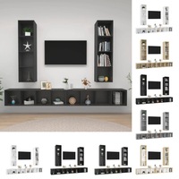 4x Wall-mounted TV Stereo Cabinet Lowboard Chipboard Multi Colours vidaXL