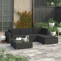 5 Piece Garden Lounge Set with Cushions Poly Rattan Black vidaXL