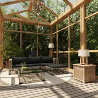 5 Piece Garden Lounge Set with Cushions Poly Rattan Grey vidaXL