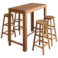 Bar Table and Stool Set 5 Pieces Solid Acacia Wood vidaXL