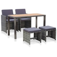 5 Piece Outdoor Dining Set Poly Rattan and Acacia Wood Anthracite vidaXL