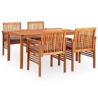 5 Piece Outdoor Dining Set with Cushions Solid Wood Acacia vidaXL