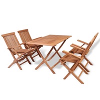 5 Piece Garden Dining Set Solid Teak Wood vidaXL