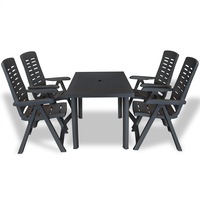 5 Piece Outdoor Dining Set Plastic Anthracite vidaXL