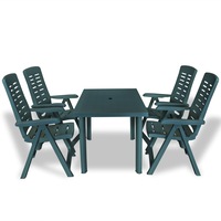 5 Piece Outdoor Dining Set Plastic Green vidaXL