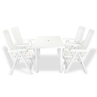 5 Piece Outdoor Dining Set Plastic White vidaXL