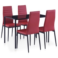 Five Piece Dining Set Wine Red vidaXL