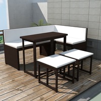 5 Piece Outdoor Dining Set Steel Poly Rattan Brown vidaXL