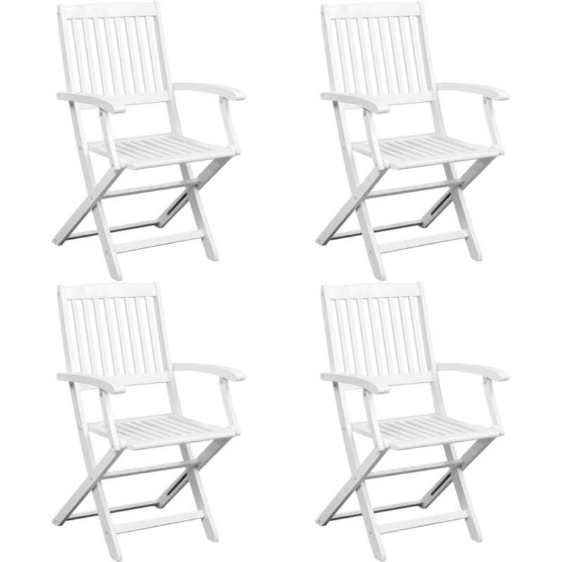 5 Piece Outdoor Dining Set Solid Acacia Wood White MyDeal