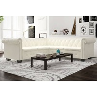 Chesterfield Corner Sofa 5-Seater Artificial Leather White vidaXL