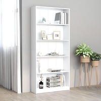 5-Tier Book Cabinet White 80x24x175 cm Engineered Wood vidaXL