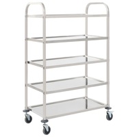 5-Tier Kitchen Trolley 107x55x147 cm Stainless Steel vidaXL