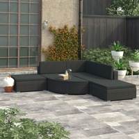 6 Piece Garden Lounge Set with Cushions Poly Rattan Black vidaXL