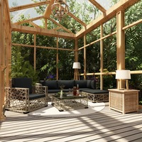 6 Piece Garden Lounge Set with Cushions Poly Rattan Grey vidaXL