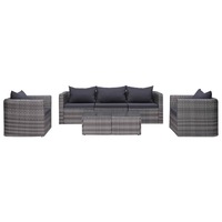 6 Piece Garden Sofa Set with Cushions & Pillows Poly Rattan Grey vidaXL