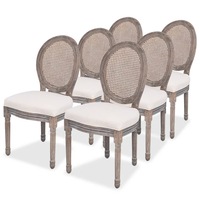 Dining Chairs 6 pcs Cream Fabric vidaXL