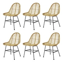 Dining Chairs 6 pcs Natural Rattan vidaXL