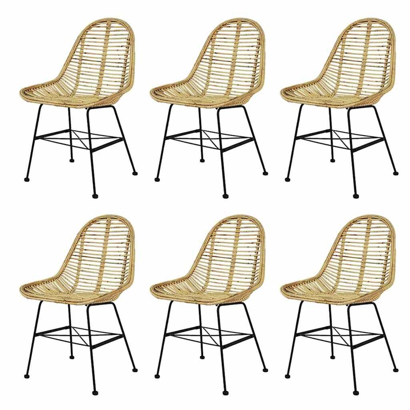 Buy Dining Chairs 6 pcs Natural Rattan vidaXL MyDeal