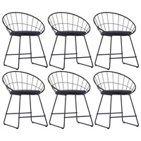 Dining Chairs with Faux Leather Seats 6 pcs Black Steel vidaXL