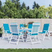 Garden Highback Chair Cushions 6 pcs Blue 120x50x3 cm Fabric vidaXL