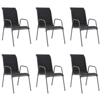 Stackable Garden Chairs 6 pcs Steel and Textilene Black vidaXL