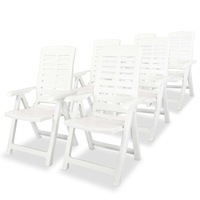 Reclining Garden Chairs 6 pcs Plastic White vidaXL