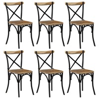 Cross Chairs 6 pcs Black Solid Mango Wood vidaXL