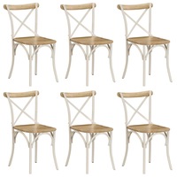 Cross Chairs 6 pcs White Solid Mango Wood vidaXL