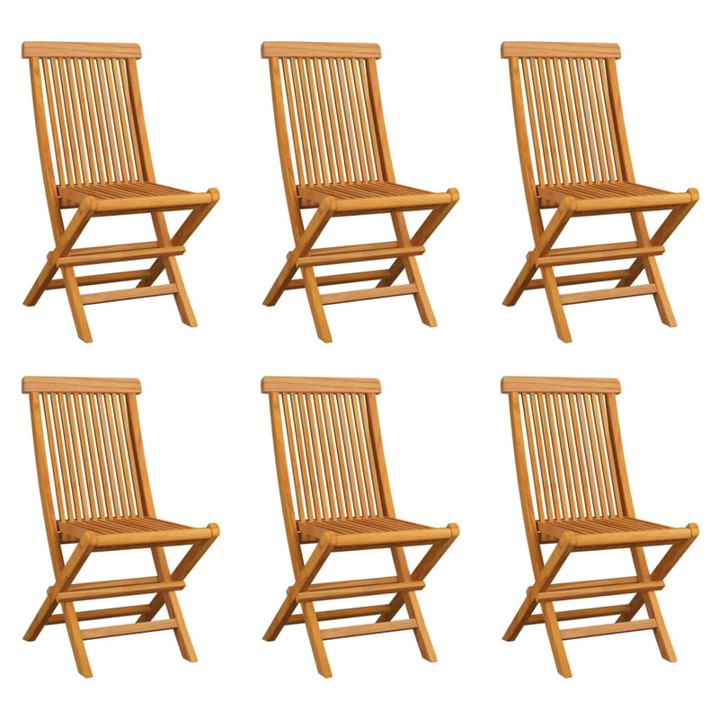 Folding Garden Chairs 6 pcs Solid Teak Wood MyDeal