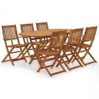 7 Piece Folding Outdoor Dining Set Solid Acacia Wood vidaXL