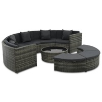 7 Piece Garden Lounge Set with Cushions Poly Rattan Grey vidaXL