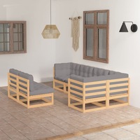 7 Piece Garden Lounge Set with Cushions Solid Pinewood vidaXL