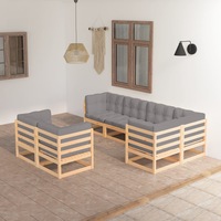 7 Piece Garden Lounge Set with Cushions Solid Pinewood vidaXL