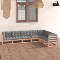 7 Piece Garden Lounge Set with Cushions Solid Pinewood vidaXL
