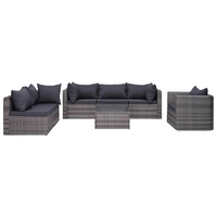 7 Piece Garden Sofa Set with Cushions & Pillows Poly Rattan Grey vidaXL