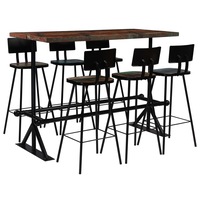 Bar Set 7 Piece Solid Reclaimed Wood Multicolour vidaXL