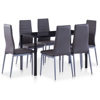 Seven Piece Dining Set Grey vidaXL