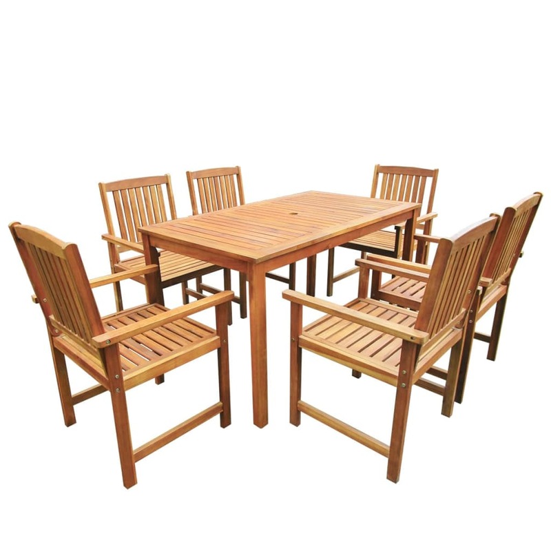 Buy 7 Piece Outdoor Dining Set Solid Acacia Wood MyDeal