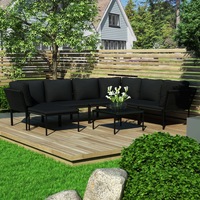 8 Piece Garden Lounge Set with Cushions Black PVC vidaXL