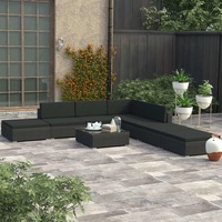 8 Piece Garden Lounge Set with Cushions Poly Rattan Black vidaXL