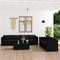 8 Piece Garden Lounge Set with Cushions Poly Rattan Black vidaXL