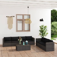 8 Piece Garden Lounge Set with Cushions Poly Rattan Grey vidaXL