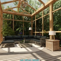 8 Piece Garden Lounge Set with Cushions Poly Rattan Grey vidaXL