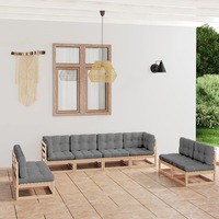 8 Piece Garden Lounge Set with Cushions Solid Pinewood vidaXL