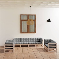 8 Piece Garden Lounge Set with Cushions Solid Pinewood vidaXL