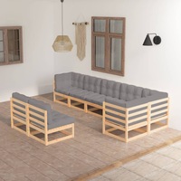8 Piece Garden Lounge Set with Cushions Solid Pinewood vidaXL